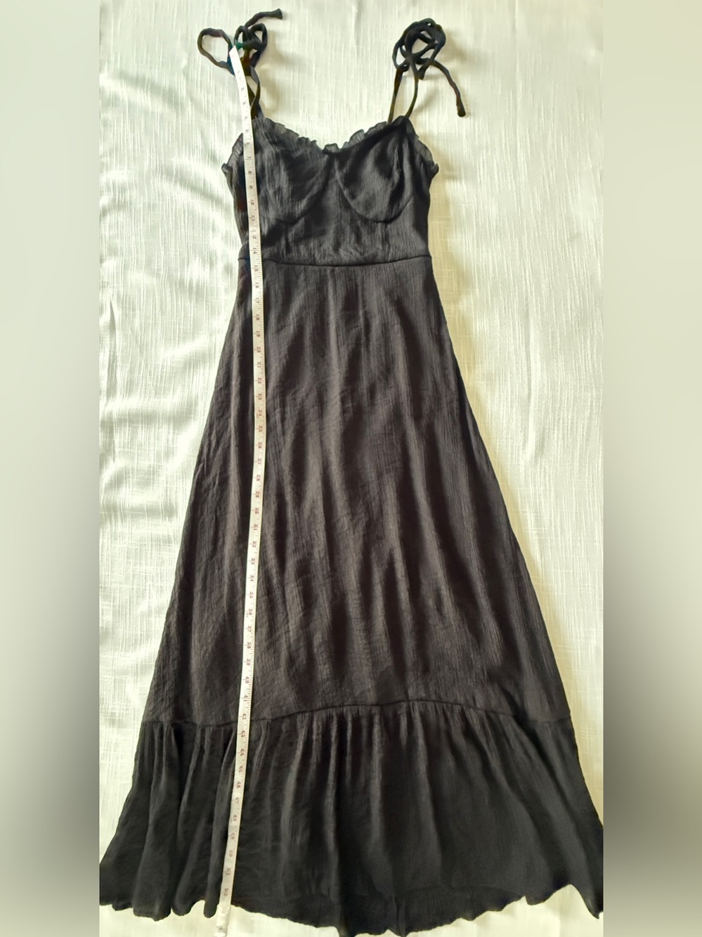 Black Tie-Shoulder Midi Dress-CC - Picture 6 of 12